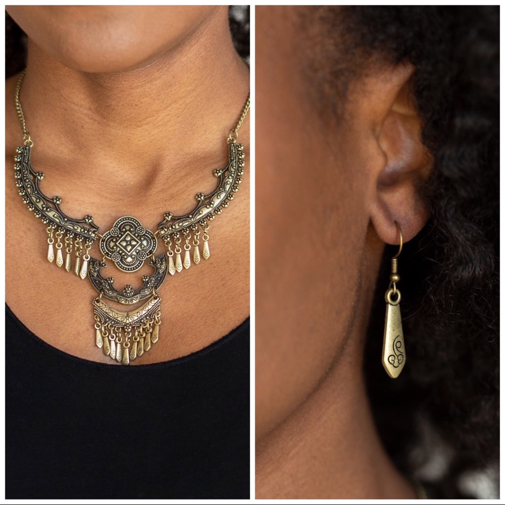 Brass Necklace/earring set!
